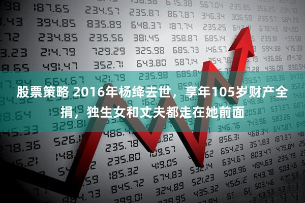 股票策略 2016年杨绛去世，享年105岁财产全捐，独生女和丈夫都走在她前面